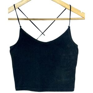 Abercrombie & Fitch Black Cotton Sleeveless Crop Top Cropped Tank Top Size Small